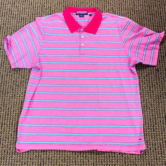 Vineyard Vines Other - NWOT Men’s Vinyard Vines Pink & Blue Striped Polo Size Large